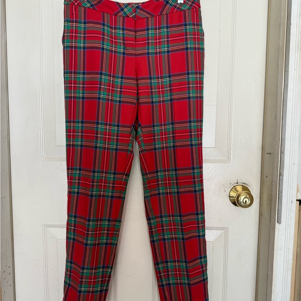 Vineyard Vines Red and Green Plaid Women's Trousers